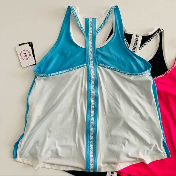 Under Armour | Racer Back Loose Fit Logo Trim Tank Top Bundle NWT XL - Picture 4 of 13